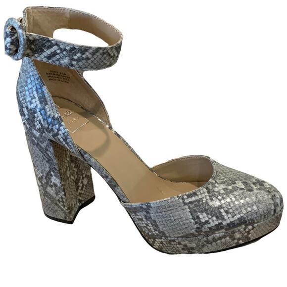 Kamari blue shoes. Snake skin print platform with block heels. Size 9.5 - Picture 1 of 12